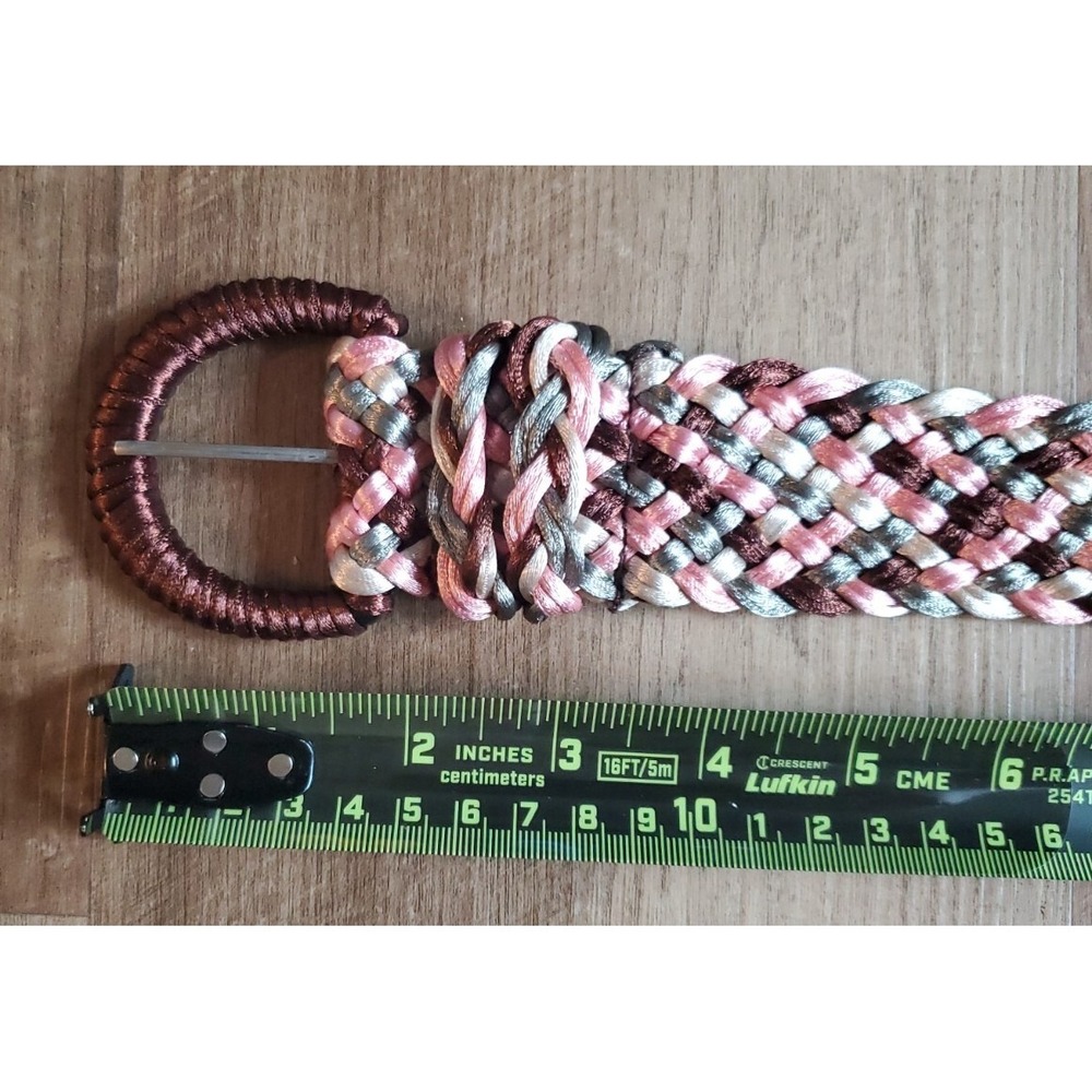 Women's Fashion Belt Hip Waist Pink Gray Purple Fabric Braided Size Medium - Picture 10 of 12